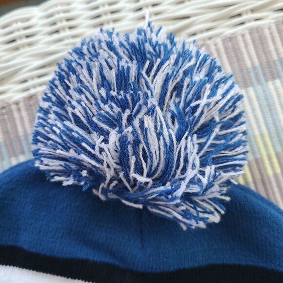 Indianapolis Colts NFL Lucas Oil Beanie Knit Cap With Pom Horseshoe Blue & White - Picture 4 of 8